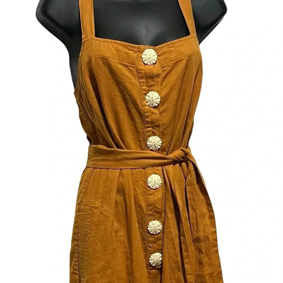 NWT MLL x Splendid Linen Blend Belted Wide Leg Jumpsuit Yellow Womens Small - Picture 7 of 15